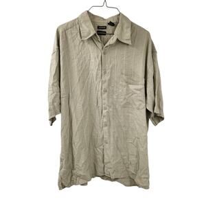 GEORGE Tan Linen Blend Button-Down Shirt - Men's XL